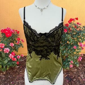 Y2k whimsical fairy goth green corset